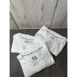 Realtree 3 Pk White Crew Neck Logo T-Shirt Mens L Casual Lightweight Layering